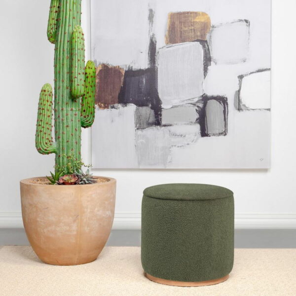 Zena - Faux Sheepskin Upholstered Round Ottoman - Image 9