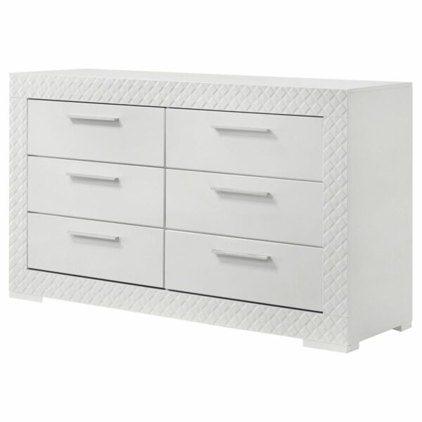 Ives - 6-Drawer Dresser Cabinet - White High Gloss - Image 4