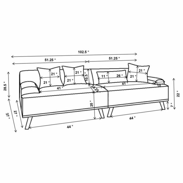 Elizabeth - Corduroy Upholstered Extra Long Sofa - Wine Red - Image 4