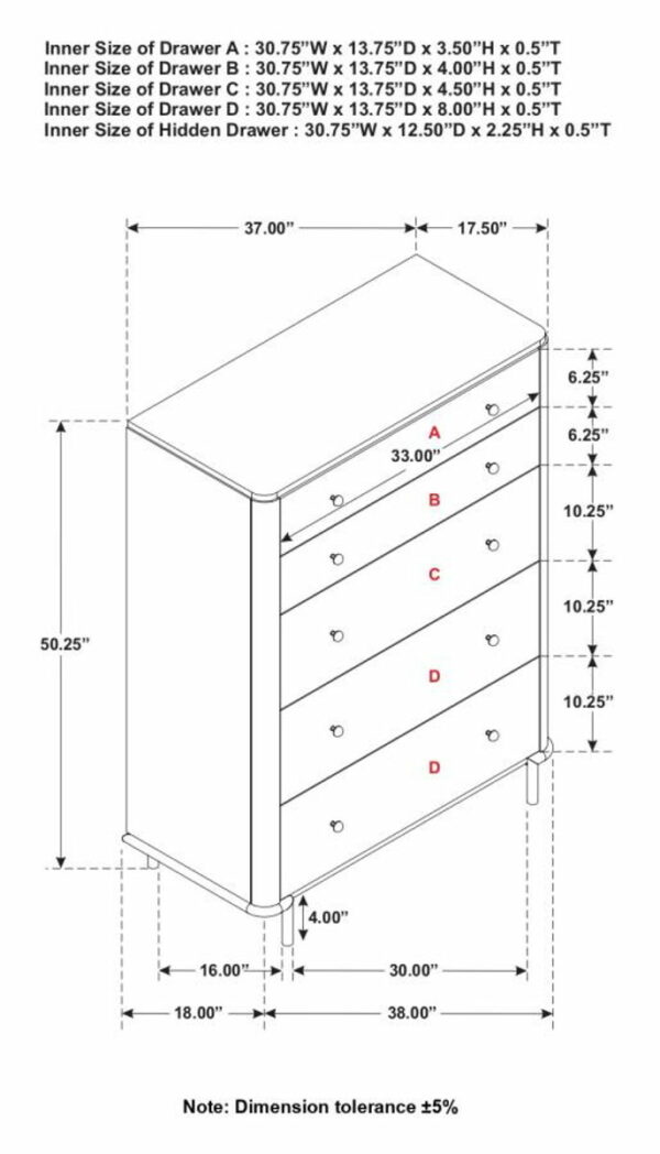 Arini - 5-Drawer Bedroom Chest - Image 13