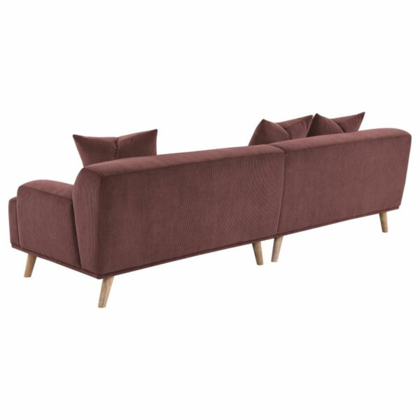 Elizabeth - Corduroy Upholstered Extra Long Sofa - Wine Red - Image 7