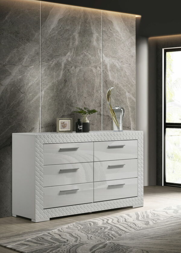 Ives - 6-Drawer Dresser Cabinet - White High Gloss - Image 2