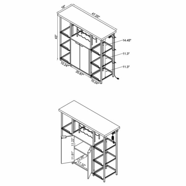 Gallimore - 2 Door Bar Cabinet Wine Storage - White High Gloss - Image 4