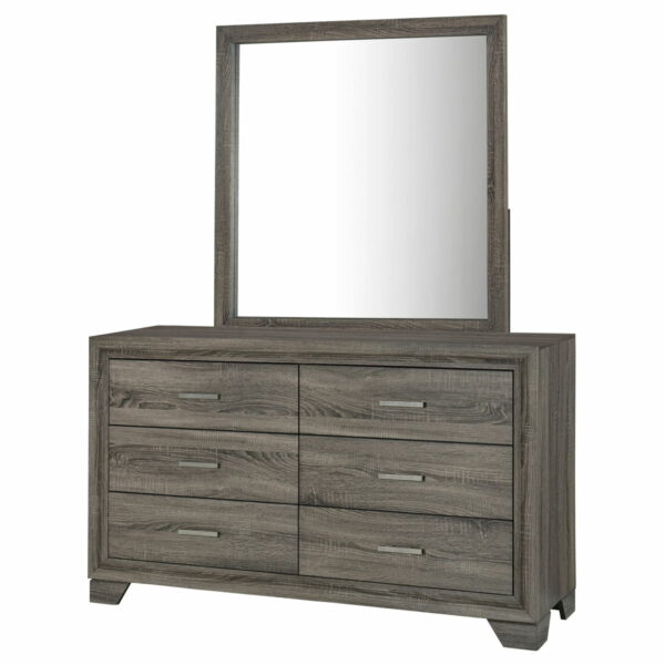 Wright - 6-Drawer Dresser And Mirror - Brown Oak - Image 7