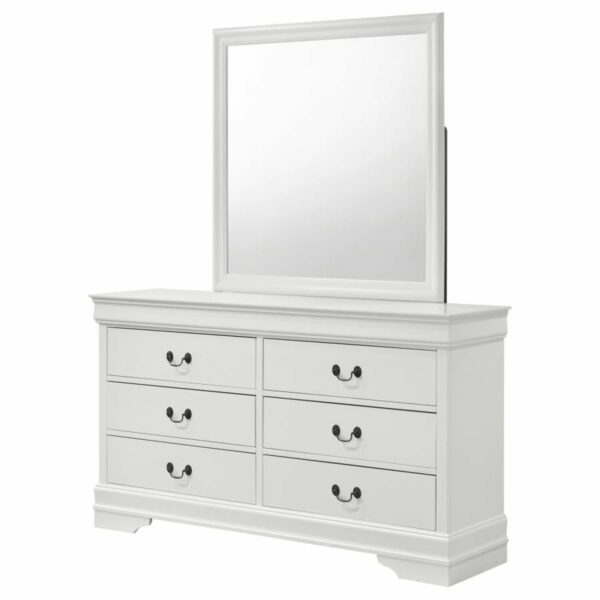 Louis Philippe - 6-Drawer Dresser And Mirror - White - Image 12