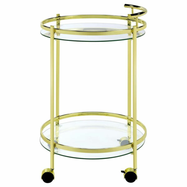 Chrissy - Round Glass Shelf Metal Bar Cart - Image 3