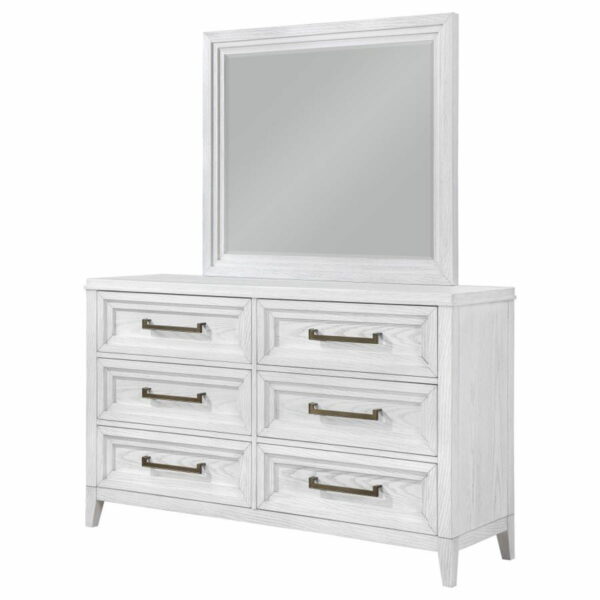 Marielle - 6-Drawer Dresser With Mirror - Distressed White - Image 5