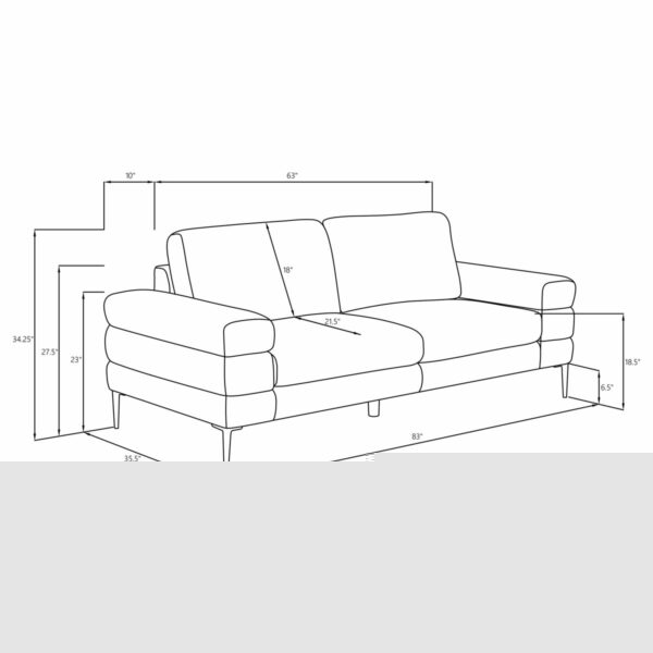 Jessel - Chenille Upholstered Track Arm Sofa - Ivory - Image 8