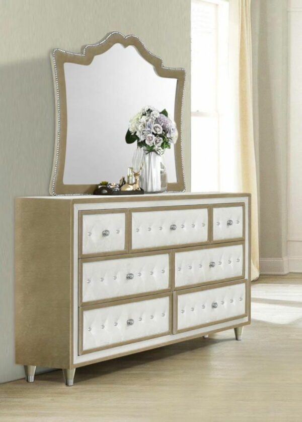 Antonella - 7-Drawer Upholstered Dresser With Mirror - Image 4
