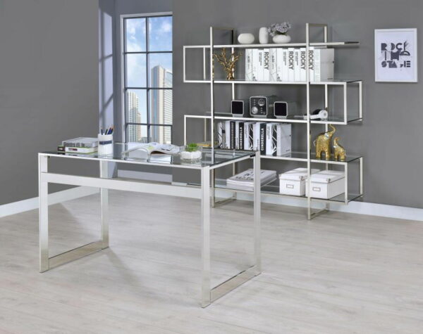 Hartford - Glass Top Writing Desk - Chrome - Image 2