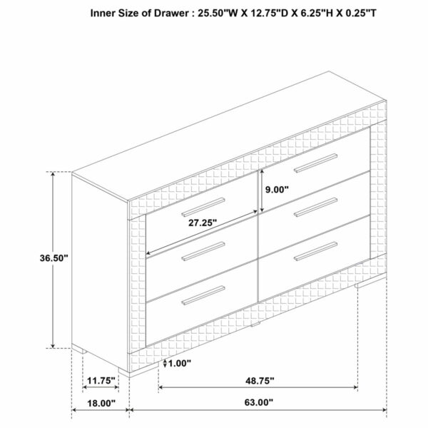 Ives - 6-Drawer Dresser Cabinet - White High Gloss - Image 7