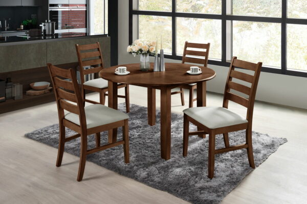 Pascal - Round Dining Table & 4 Chairs - Walnut - Image 6