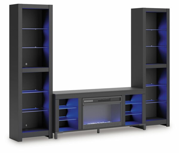 Cayberry - Black - 3-Piece Entertainment Center With Electric Fireplace - Image 8