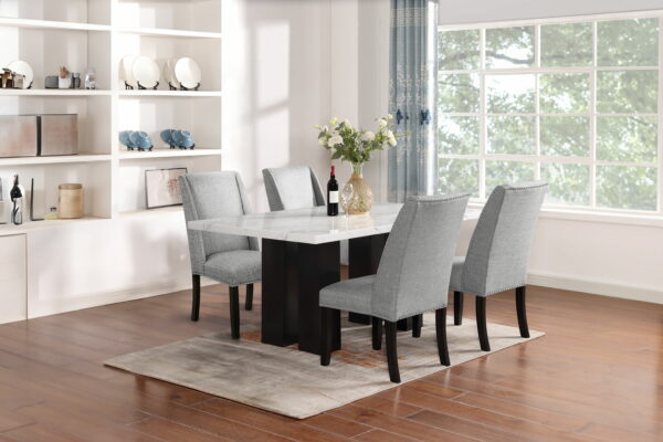 Faust - 5 Piece Dining Room Set (Adjustable Table & 4 Dining Chair) - Gray / White - Image 6