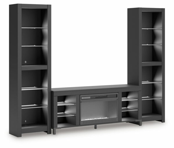 Cayberry - Black - 3-Piece Entertainment Center With Electric Fireplace - Image 4
