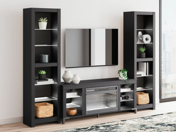 Cayberry - Black - 3-Piece Entertainment Center With Electric Fireplace - Image 3