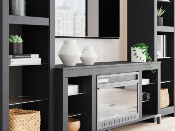 Cayberry - Black - 3-Piece Entertainment Center With Electric Fireplace - Image 5