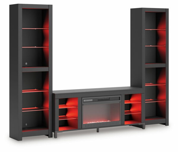 Cayberry - Black - 3-Piece Entertainment Center With Electric Fireplace - Image 2