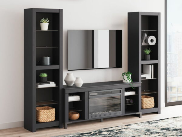 Cayberry - Black - 3-Piece Entertainment Center With Electric Fireplace - Image 10