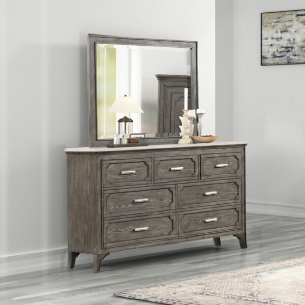 Lisbon - 2 Piece Dresser & Mirror Set - Gray - Image 6