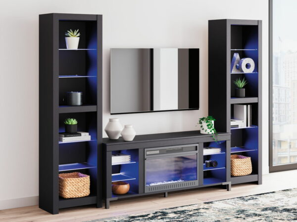 Cayberry - Black - 3-Piece Entertainment Center With Electric Fireplace - Image 7