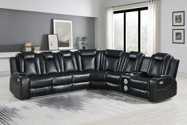 Orion - 3 Piece Power Sectional - Black - Image 5