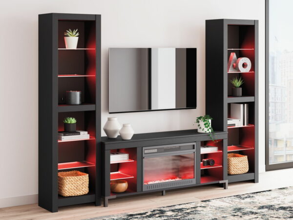 Cayberry - Black - 3-Piece Entertainment Center With Electric Fireplace - Image 6