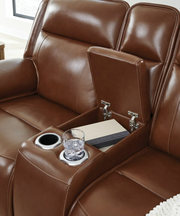 Healy Pier - Chocolate - Power Reclining Loveseat With Console / Adj Headrest - Image 6