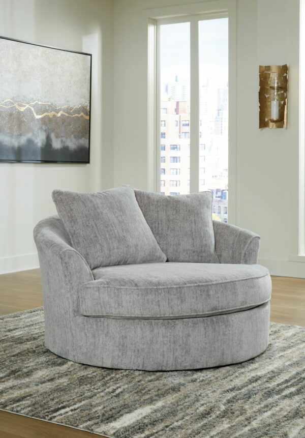 Pembrey - Pewter - Oversized Swivel Accent Chair - Image 5