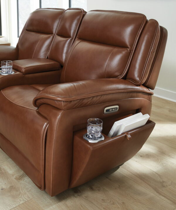 Healy Pier - Chocolate - Power Reclining Loveseat With Console / Adj Headrest - Image 8