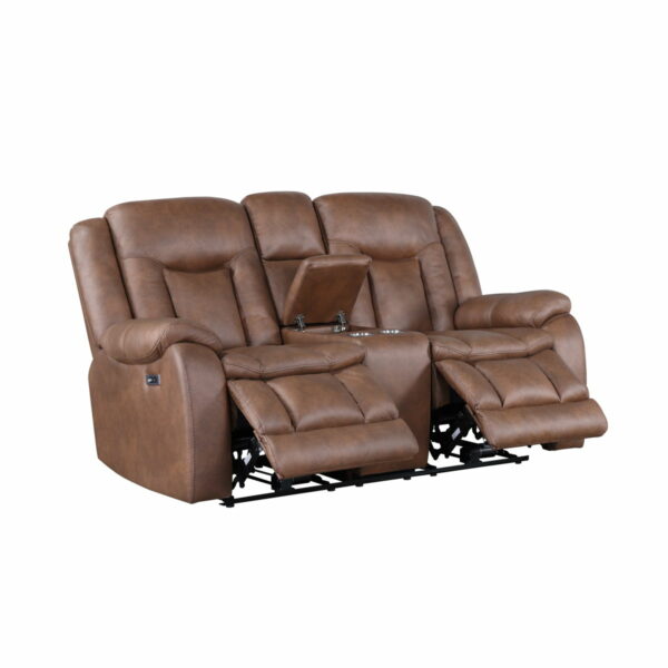 Morello - Console Loveseat With Power Footrest - Brown - Image 3