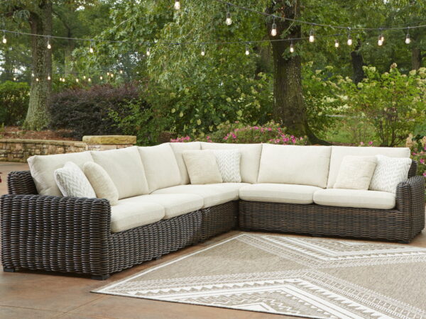 Kimora - Beige / Dark Brown - 4-Piece Outdoor Sectional - Image 2