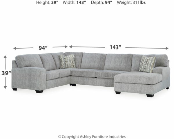 Pembrey - Pewter - 3-Piece Sectional With Raf Corner Chaise - Image 3
