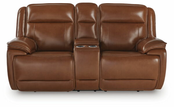 Healy Pier - Chocolate - Power Reclining Loveseat With Console / Adj Headrest - Image 7