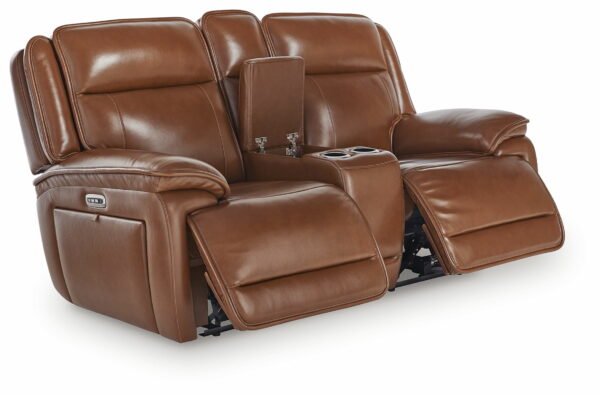 Healy Pier - Chocolate - Power Reclining Loveseat With Console / Adj Headrest - Image 2