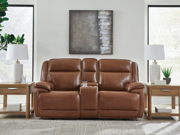 Healy Pier - Chocolate - Power Reclining Loveseat With Console / Adj Headrest - Image 9