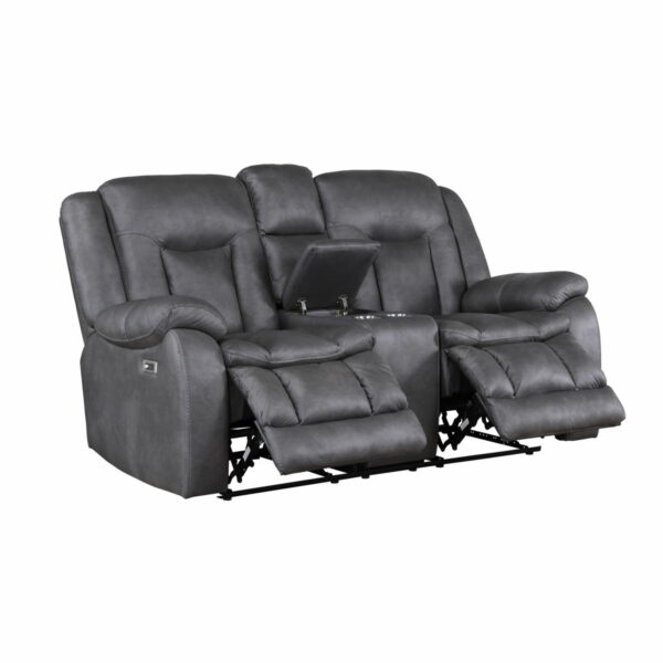 Morello - Console Loveseat With Power Footrest - Gray - Image 5