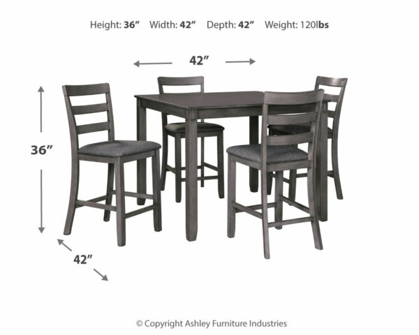 Bridson - Gray - Square Counter TBL Set (Set of 5) - Image 10