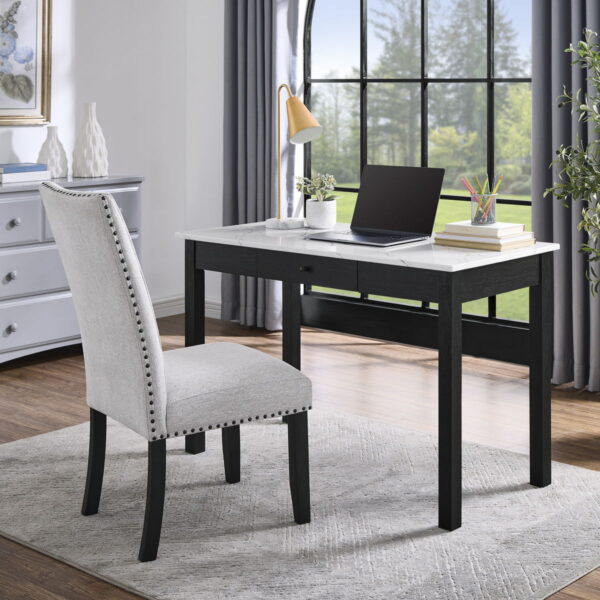 Rylee - Faux Marble Desk - Black / White - Image 4