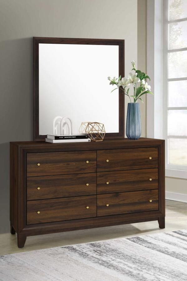 Welsley - 6-Drawer Dresser And Mirror - Walnut - Image 8