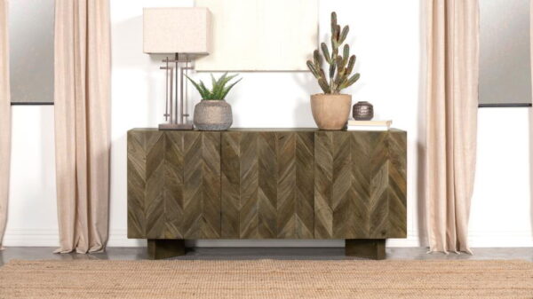 Tyler - 3 Door Solid Wood Sideboard Buffet Cabinet - Mango Brown - Image 11
