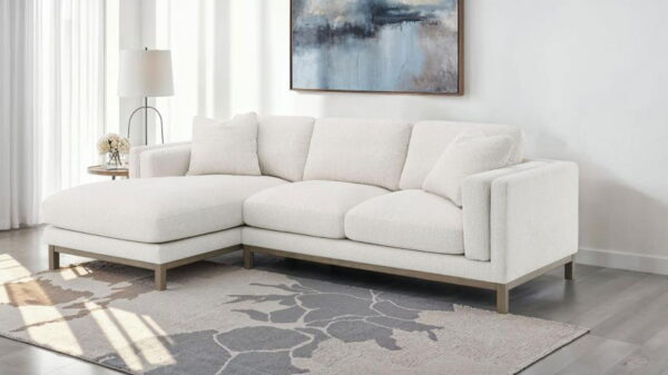 Geneva - Boucle Upholstered Sectional Chaise Sofa - Sand - Image 9