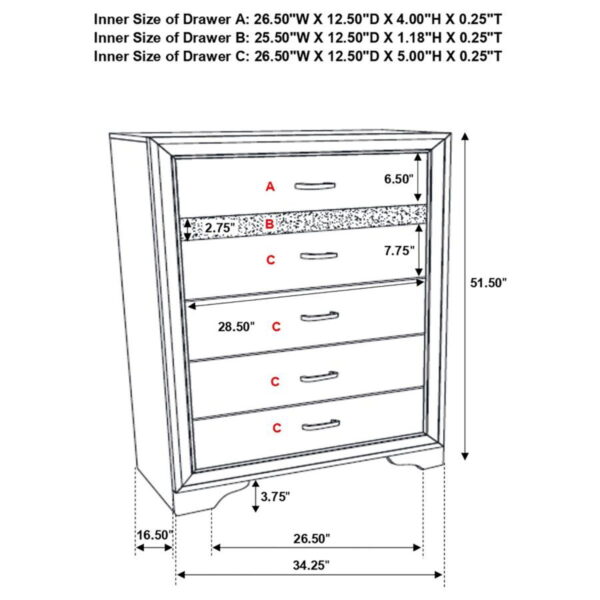 Miranda - 5-Drawer Bedroom Chest - Image 24