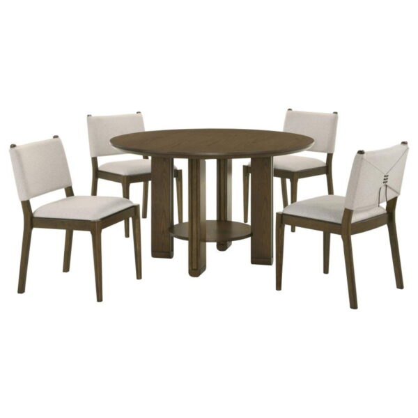 Ottowa - 5 Piece Round Wood Dining Room Table Set - Brown - Image 7