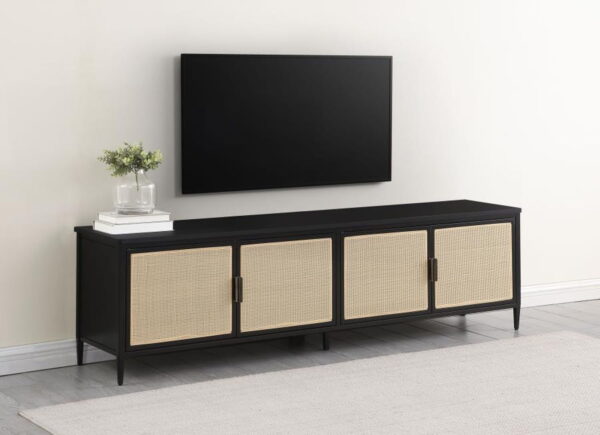 Amherst - 4-Door 78" Metal TV Stand Media Console - Black - Image 2