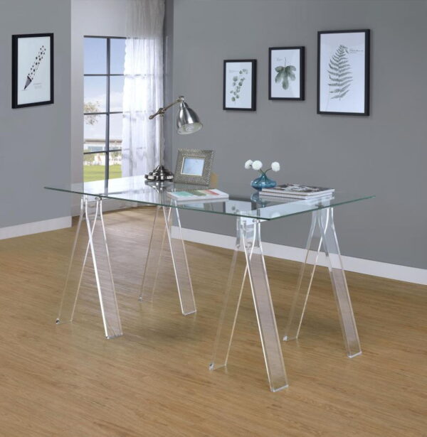 Amaturo - Glass Top Acrylic Writing Desk - Clear - Image 3
