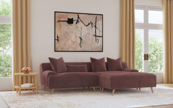 Elizabeth - Corduroy Upholstered Extra Long Sofa - Wine Red - Image 11