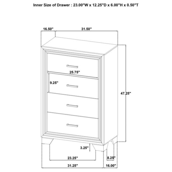 Wright - 4-Drawer Chest Of Drawers - Brown Oak - Image 3