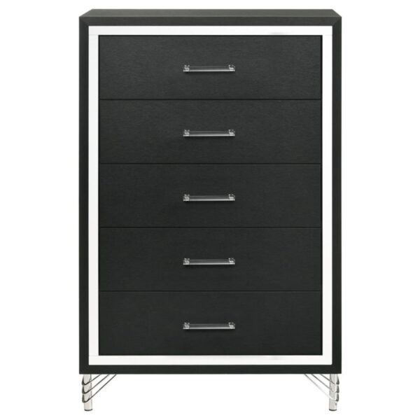 Lucia - 5-Drawer Bedroom Chest Of Drawers - Black - Image 13