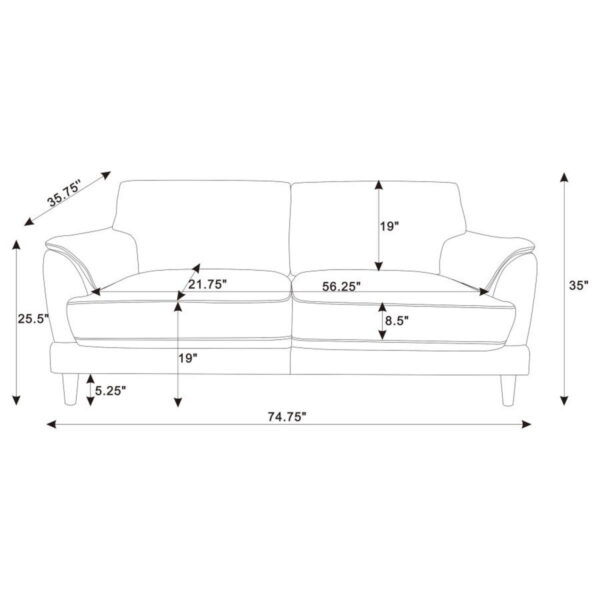 Selma - Velvet Upholstered Crescent Arm Sofa - Rust - Image 7